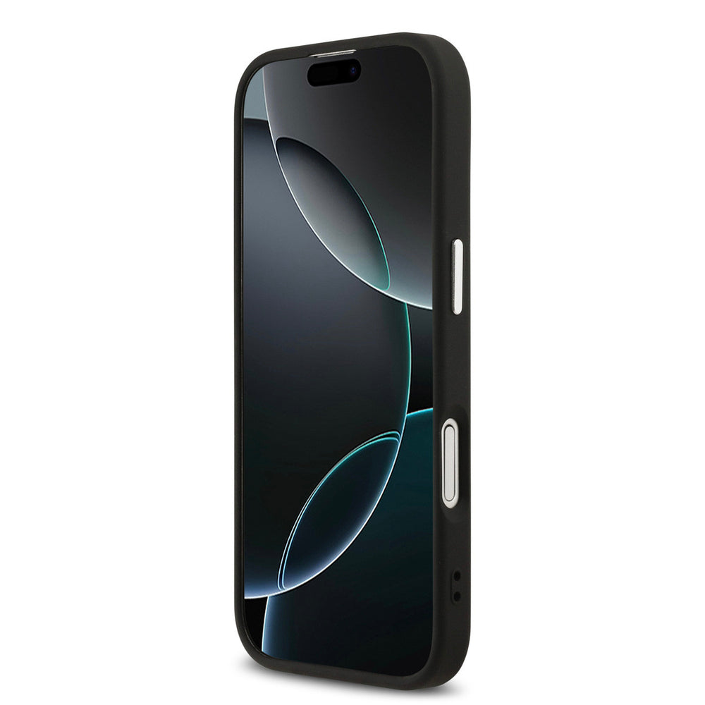 Zwart Guess telefoonhoesje, van voren op een telefoon