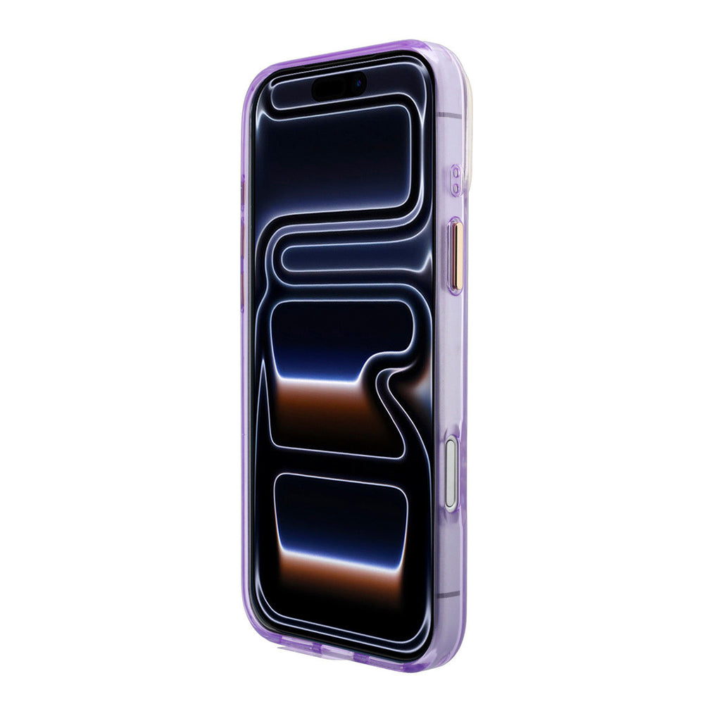 Paars Guess telefoonhoesje, van voren op een telefoon