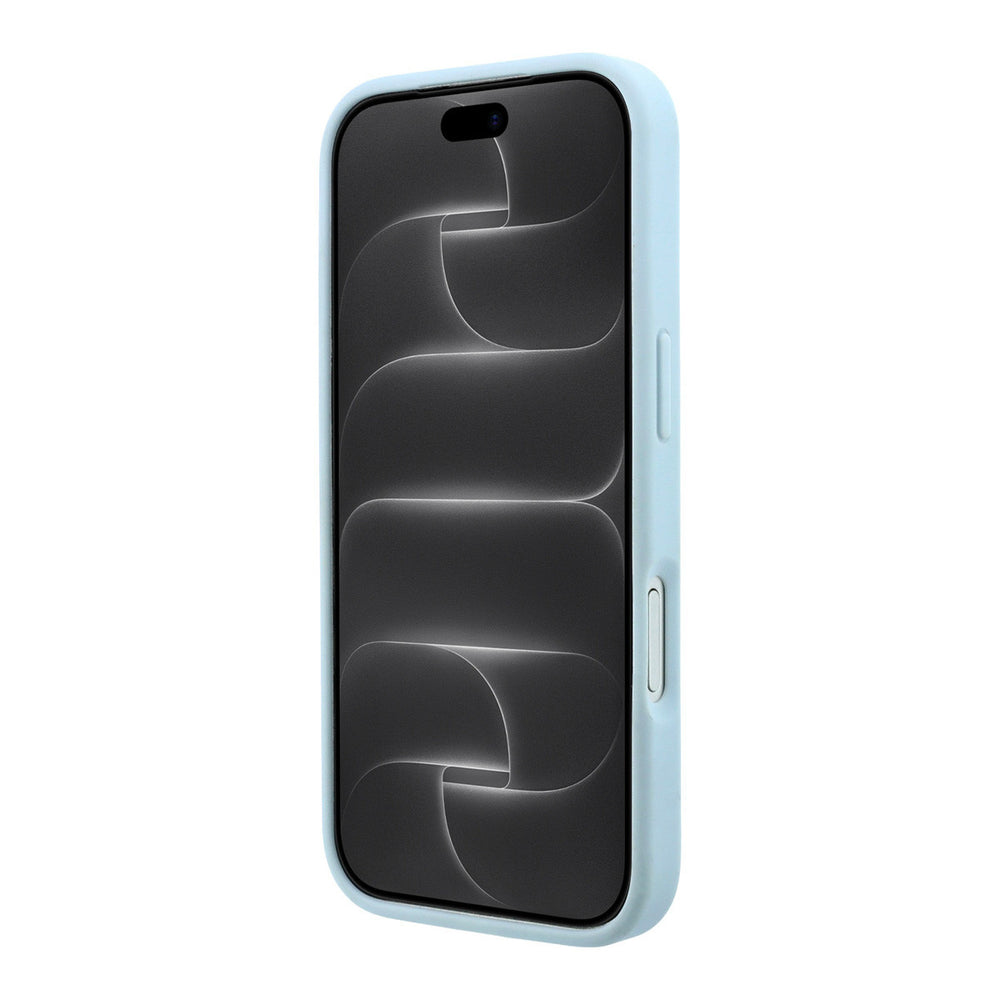 Lichtblauw Guess telefoonhoesje van voren op een telefoon