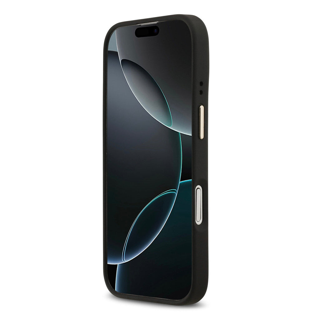 Zwart Guess telefoonhoesje, van voren op een telefoon