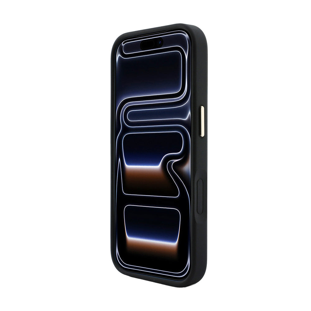 Zwart Guess telefoonhoesje, van voren op een telefoon