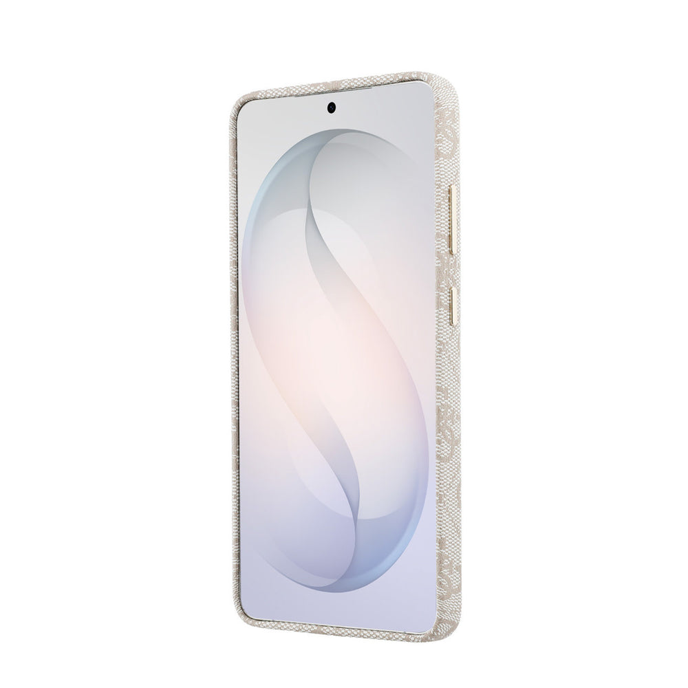 Roze Guess telefoonhoesje, van voren op een telefoon
