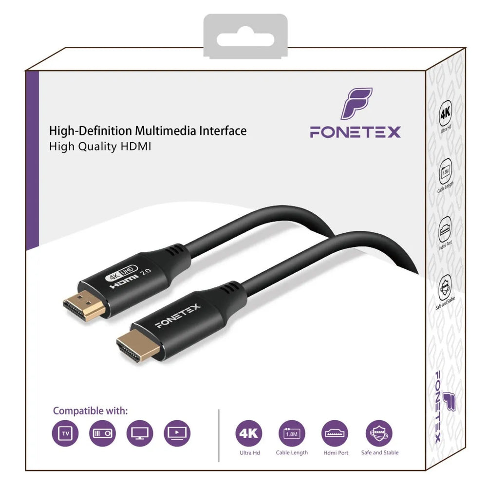 HDMI 2.0 Kabel - 4K Ultra HD - 18Gbps High Speed - HDMI naar HDMI - TV, Monitor, Laptop, PS5, Xbox - 1.8 Meter-Ilumina Benelux