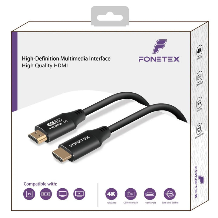 HDMI 2.0 Kabel - 4K Ultra HD - 18Gbps High Speed - HDMI naar HDMI - TV, Monitor, Laptop, PS5, Xbox - 1.8 Meter-Ilumina Benelux