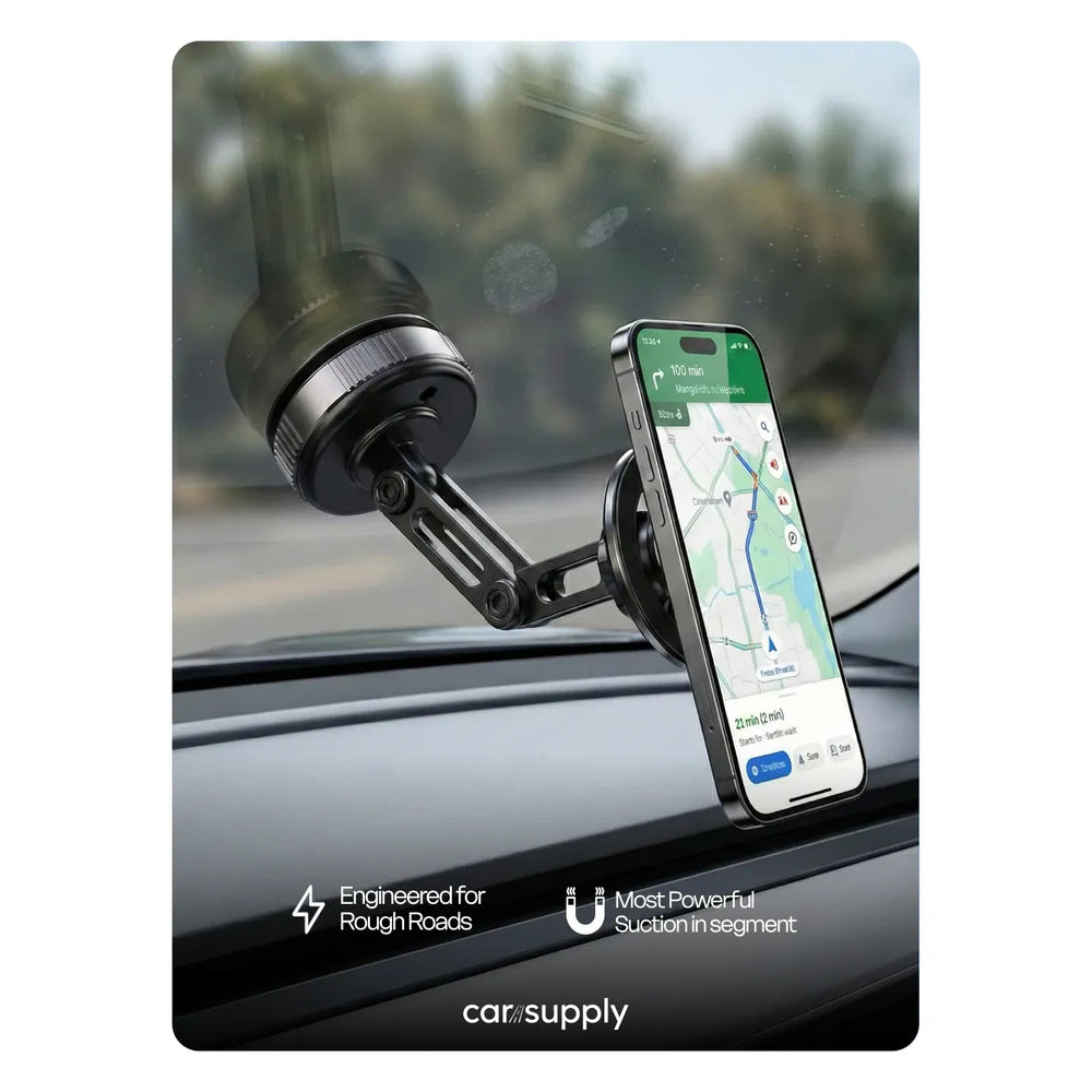 MagSafe Vacuüm Telefoonhouder – Sterke Zuignap – 360° Draaibaar – Opvouwbaar – Dashboard, Bureau & Ramen – Zwart