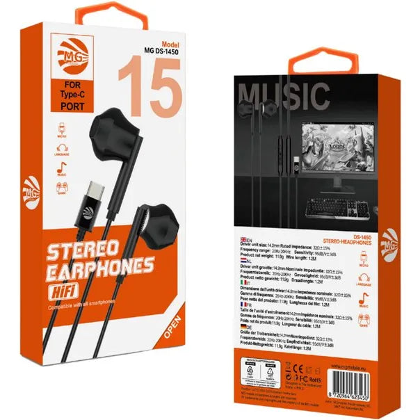 USB-C In-Ear Oordopjes met Microfoon – Stereo Headset – Zwart-Ilumina Benelux