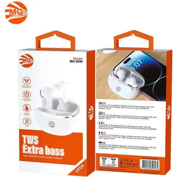 TWS Draadloze Bluetooth Oordopjes – Bluetooth 5.3 – Extra Bass – Wit-Ilumina Benelux