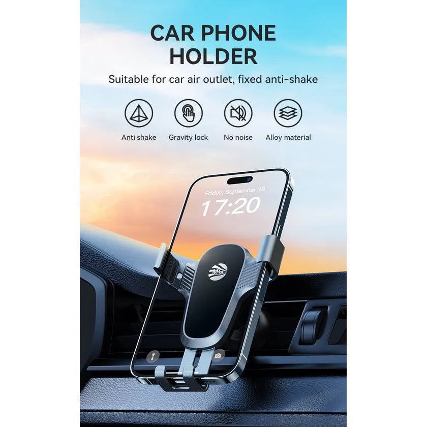 Auto Telefoonhouder – Ventilatierooster – Gravity Lock – Zwart-Ilumina Benelux