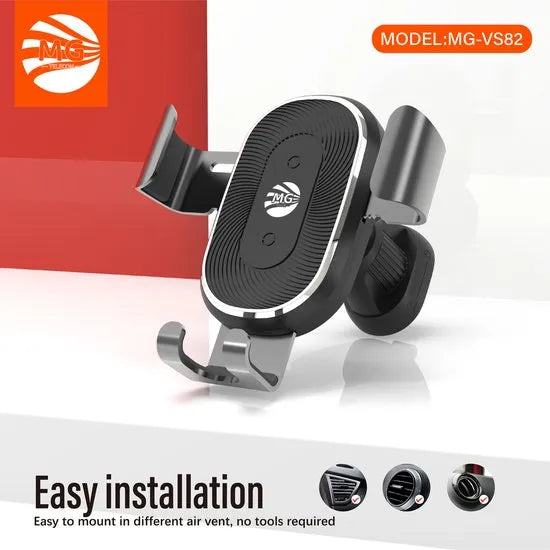 Draadloze Auto Telefoonhouder met 15W Snelladen – Ventilatierooster – Zwart-Ilumina Benelux
