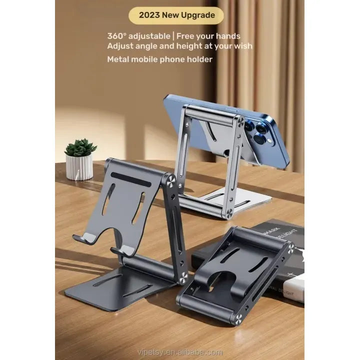 Verstelbare Telefoonhouder Bureau Aluminium – Opvouwbare Smartphone & Tablet Standaard – 360° Verstelbaar