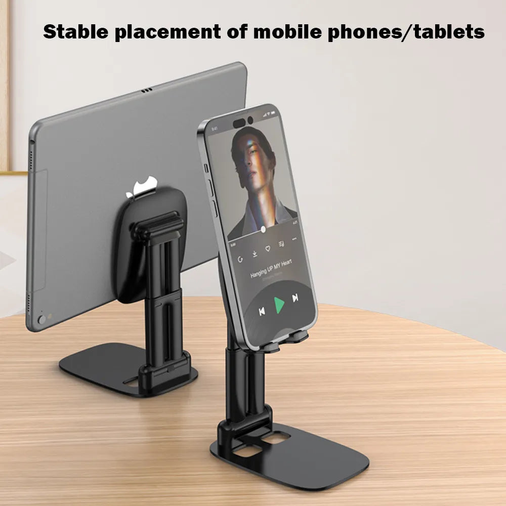 Opvouwbare Telefoonhouder Bureau – Verstelbare Smartphone & Tablet Standaard – Metalen Desktop Stand – Zwart