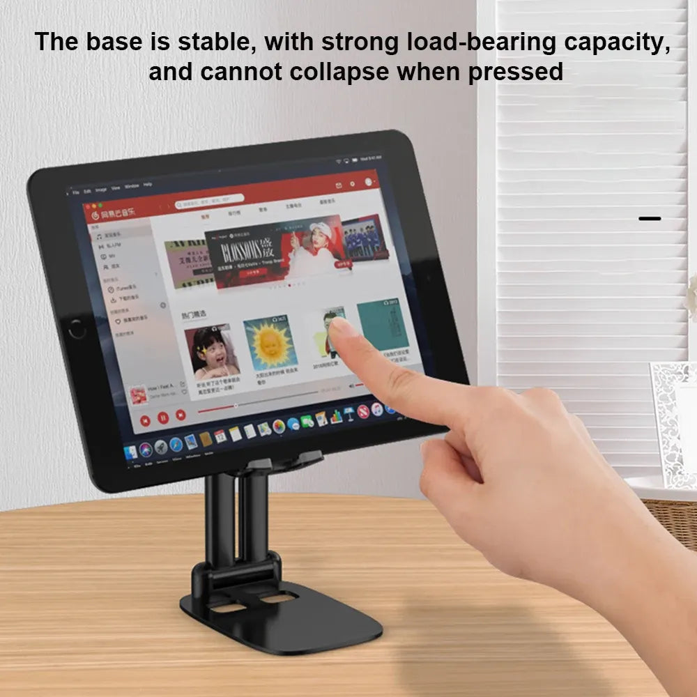 Opvouwbare Telefoonhouder Bureau – Verstelbare Smartphone & Tablet Standaard – Metalen Desktop Stand – Zwart