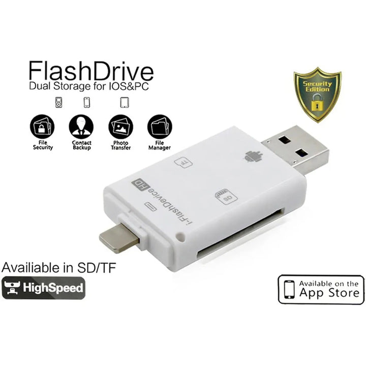 SD / TF / Lightning OTG Kaartlezer – USB 3.0 Geheugenkaartlezer voor iPhone, iPad, Android & PC