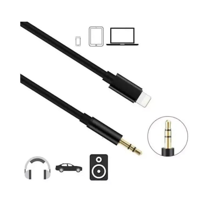 Lightning naar 3.5mm AUX Audio Kabel – Audio Adapter voor iPhone – AUX Kabel voor Autoradio & Koptelefoon – Zwart