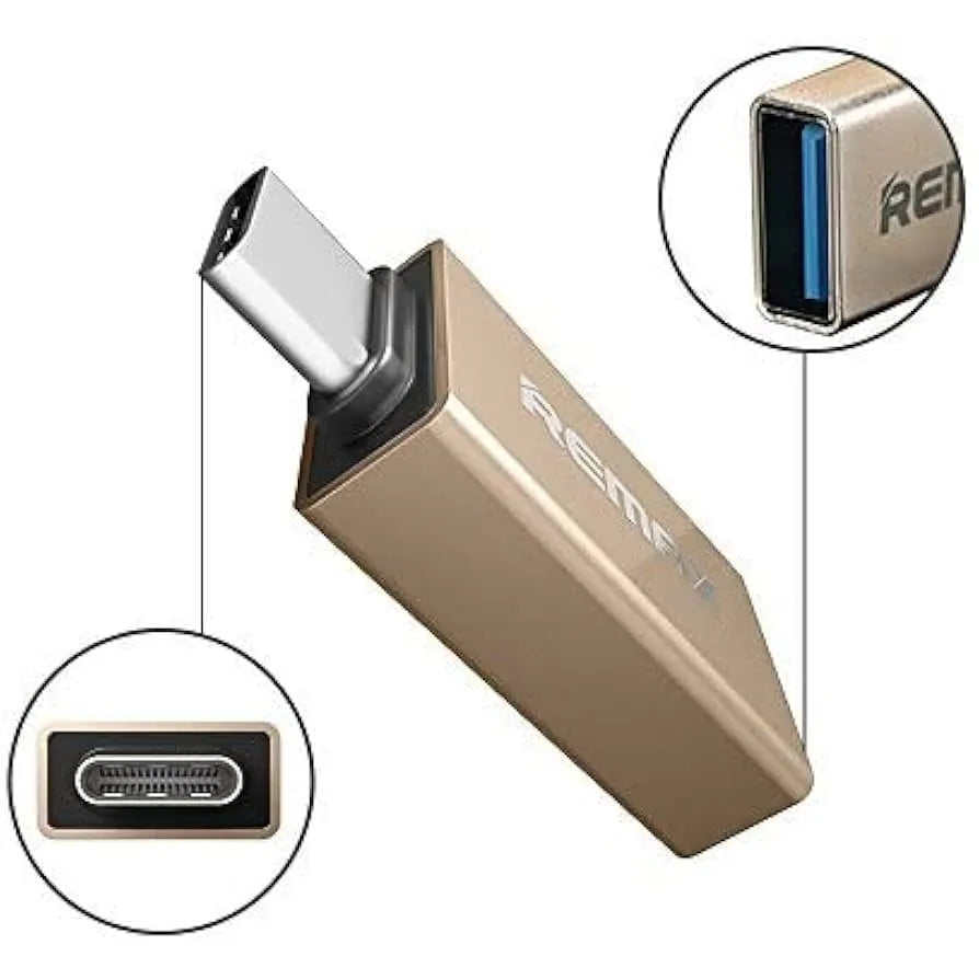 Remax PLUS-3.0 USB-A naar USB-C OTG Adapter – USB 3.0 Converter – Type-C OTG - Grijs