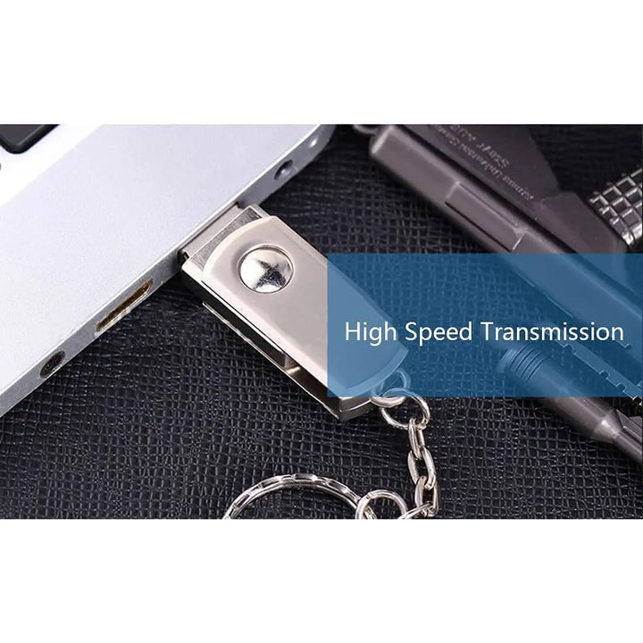 USB Flash Drive 128GB – USB 2.0 Geheugenstick – Draaibaar Design – Met Sleutelring – Zilver-Ilumina Benelux
