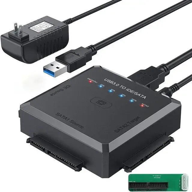 SATA & IDE naar USB 3.0 Adapter met Offline Clone Functie – Geschikt voor 2.5" & 3.5" HDD/SSD – USB 3.0 – Inclusief 12V Voeding-Ilumina Benelux