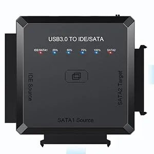 SATA & IDE naar USB 3.0 Adapter met Offline Clone Functie – Geschikt voor 2.5" & 3.5" HDD/SSD – USB 3.0 – Inclusief 12V Voeding-Ilumina Benelux