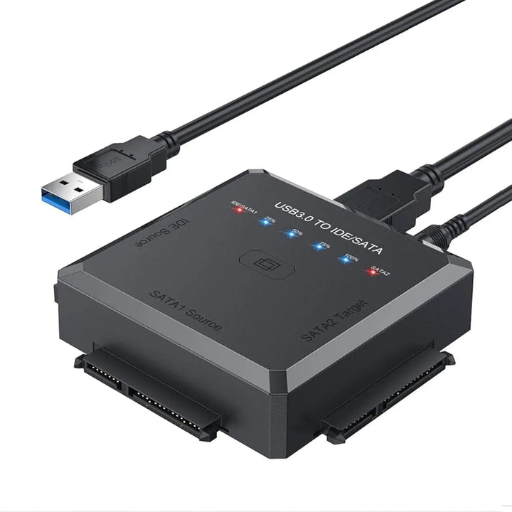 SATA & IDE naar USB 3.0 Adapter met Offline Clone Functie – Geschikt voor 2.5" & 3.5" HDD/SSD – USB 3.0 – Inclusief 12V Voeding-Ilumina Benelux