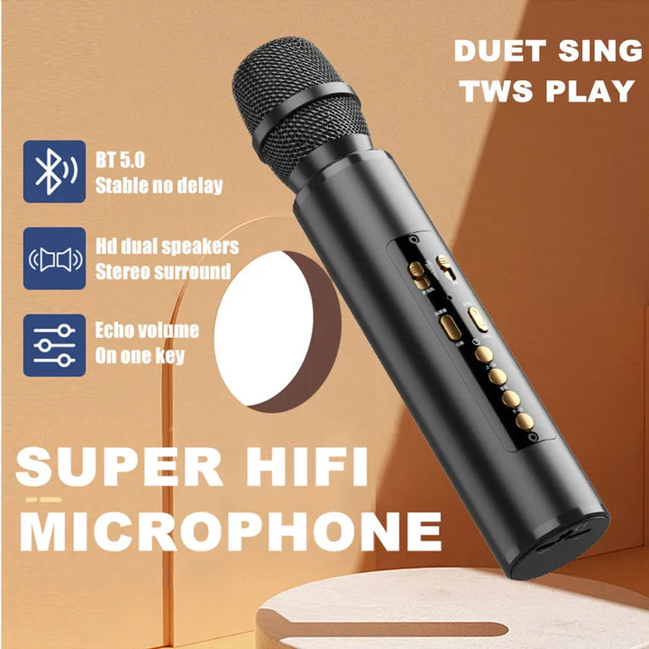 Draadloze Bluetooth Karaoke Microfoon K5 – Karaoke Speaker met Bluetooth, Echo Effect & TF-Kaart Ondersteuning – Zwart-Ilumina Benelux