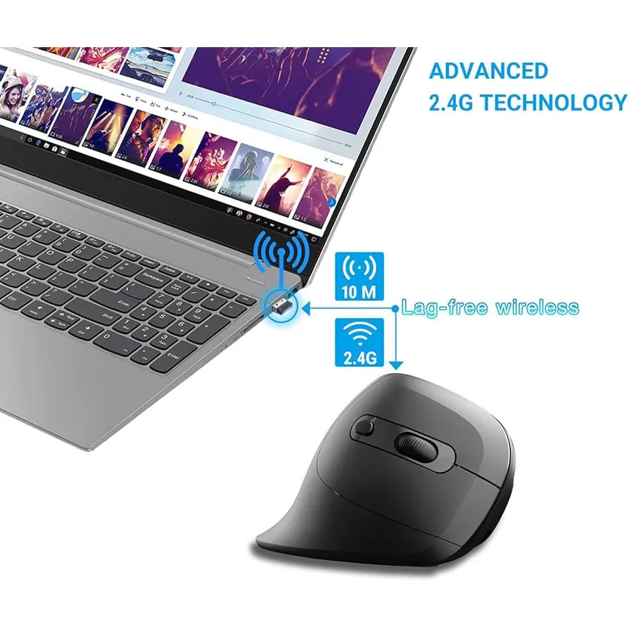 Ergonomische Verticale Draadloze Muis 3200 DPI – 2.4GHz USB Ontvanger – 6 Knoppen – Voor PC, Mac, PS5 & Xbox-Ilumina Benelux