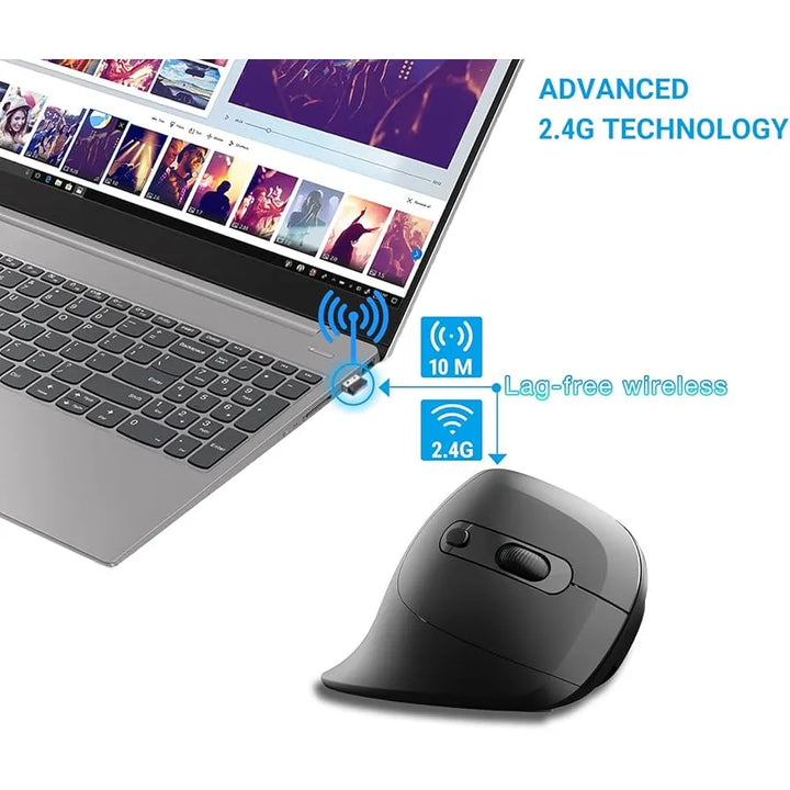 Ergonomische Verticale Draadloze Muis 3200 DPI – 2.4GHz USB Ontvanger – 6 Knoppen – Voor PC, Mac, PS5 & Xbox-Ilumina Benelux