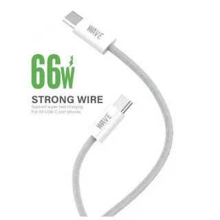 USB-C naar USB-C Kabel 66W Snellaadkabel Gevlochten Nylon 1 Meter Wit-Ilumina Benelux