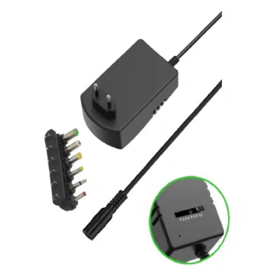 Universele Voedingsadapter 30W 3V-12V Instelbaar met 6 DC Connectoren voor Routers, Modems, IP Camera's en LED Strips