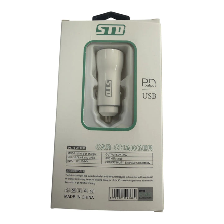STD C-213 USB-C en USB-A Autolader 3.1A Wit-Ilumina Benelux