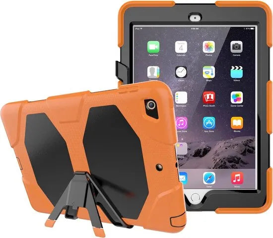 iPad 10.2 (2019/2020/2021) Tablethoes – Heavy Duty Army Military – Schokbestendig – Kickstand Standfunctie – Oranje-Tablethoesjes-Ilumina Benelux