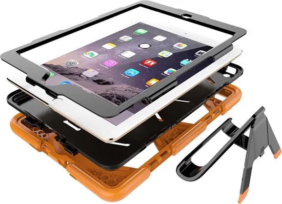 iPad 10.2 (2019/2020/2021) Tablethoes – Heavy Duty Army Military – Schokbestendig – Kickstand Standfunctie – Oranje-Tablethoesjes-Ilumina Benelux