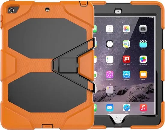 iPad 10.2 (2019/2020/2021) Tablethoes – Heavy Duty Army Military – Schokbestendig – Kickstand Standfunctie – Oranje-Tablethoesjes-Ilumina Benelux