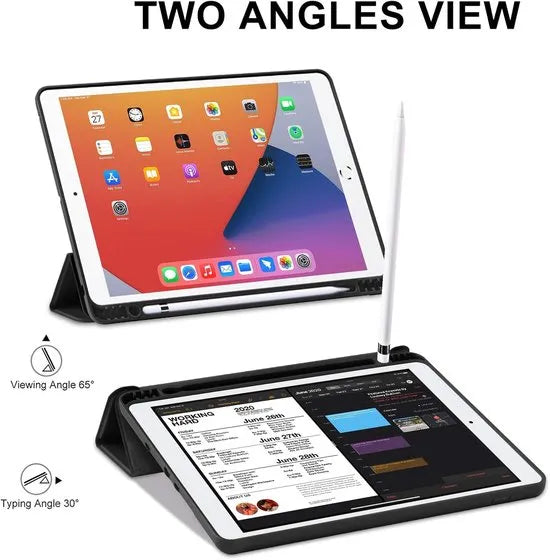 iPad 10.2 Hoesjes (2019/2020/2021) – Smart Cover Tablethoes – Tri-Fold Stand – Pencil Houder – Auto Wake/Sleep – Zwart-Tablethoesjes-Ilumina Benelux