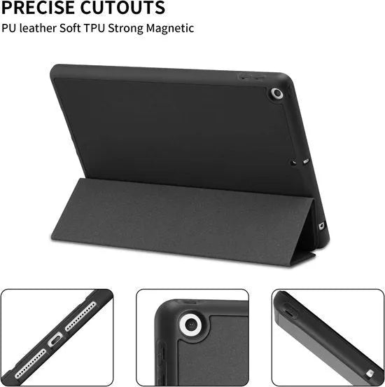 iPad 10.2 Hoesjes (2019/2020/2021) – Smart Cover Tablethoes – Tri-Fold Stand – Pencil Houder – Auto Wake/Sleep – Zwart-Tablethoesjes-Ilumina Benelux