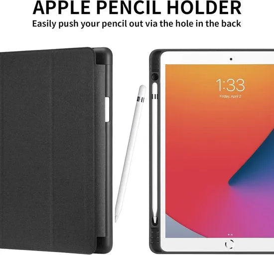 iPad 10.2 Hoesjes (2019/2020/2021) – Smart Cover Tablethoes – Tri-Fold Stand – Pencil Houder – Auto Wake/Sleep – Zwart-Tablethoesjes-Ilumina Benelux