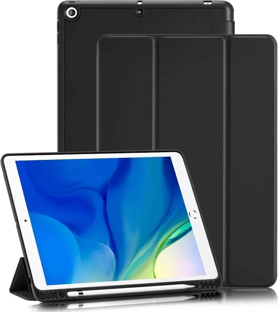 iPad 10.2 Hoesjes (2019/2020/2021) – Smart Cover Tablethoes – Tri-Fold Stand – Pencil Houder – Auto Wake/Sleep – Zwart-Tablethoesjes-Ilumina Benelux