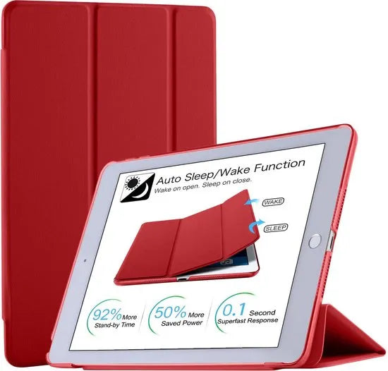 iPad 10.2 Hoesjes (2019/2020/2021) – Tri-Fold Cover – Ultraslank – Standfunctie – Rood-Tablethoesjes-Ilumina Benelux