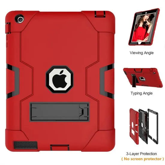 iPad 2/3/4 Tablethoes – Rugged Backcover Hoesjes – Schokbestendig – Standfunctie Kickstand – Blauw-Tablethoesjes-Ilumina Benelux