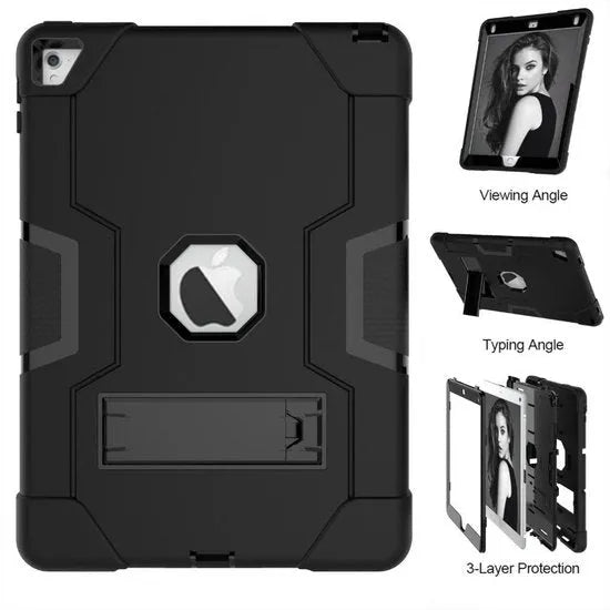 iPad 2/3/4 Tablethoes – Rugged Case Hoesjes – Schokbestendig – Standfunctie Kickstand – Zwart-Tablethoesjes-Ilumina Benelux