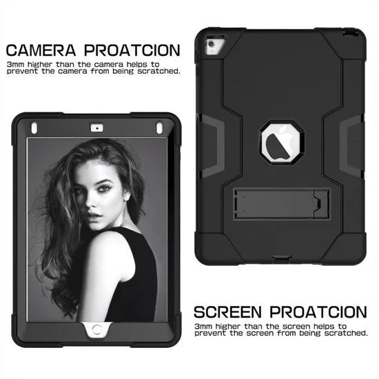 iPad 2/3/4 Tablethoes – Rugged Case Hoesjes – Schokbestendig – Standfunctie Kickstand – Zwart-Tablethoesjes-Ilumina Benelux