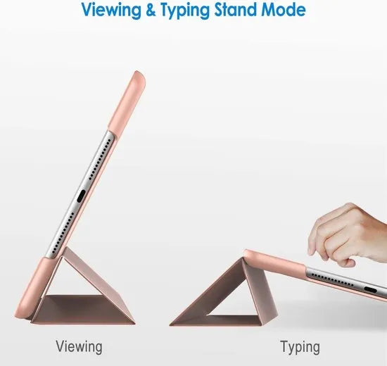 iPad Air 1/2 & iPad 2017/2018 – Ultraslank Tri-Fold Smart Cover – Standfunctie – Roségoud-Tablethoesjes-Ilumina Benelux