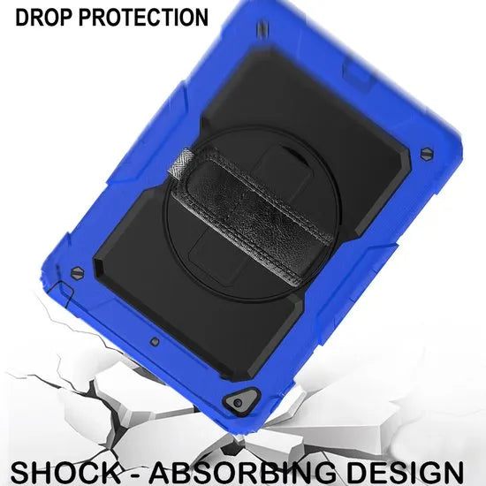 iPad Air 1/2 & iPad 9.7 2017/2018 Hoesjes – Schokbestendig – Ingebouwde Screenprotector – Handriem & Schouderriem – Blauw-Tablethoesjes-Ilumina Benelux