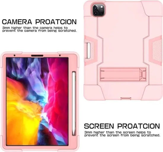 iPad Pro 11 inch (2020/2021/2022) Tablethoes – Shockproof Standcase – Schokbestendig – 11 inch – Roze-Tablethoesjes-Ilumina Benelux