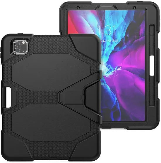 iPad Pro 11 inch (2020/2021/2022) Tablethoes – Heavy Duty Army Cover – Schokbestendig – Kickstand – Zwart-Tablethoesjes-Ilumina Benelux