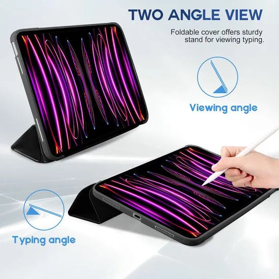 iPad Pro 12.9 2022/2021/2020 Hoesjes – Tablethoes Cover – Slaap/Wake functie – 12,9 inch – Zwart-Tablethoesjes-Ilumina Benelux