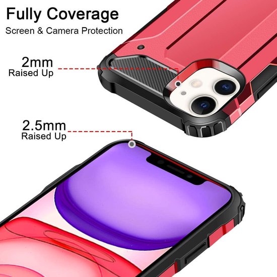 iPhone 11 Hoesjes – Hybrid Armor Backcover – Heavy Duty – Schokbestendig – Rood-Ilumina Benelux