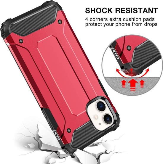 iPhone 11 Hoesjes – Hybrid Armor Backcover – Heavy Duty – Schokbestendig – Rood-Ilumina Benelux