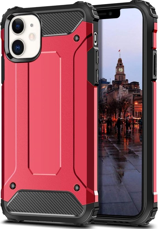 iPhone 11 Hoesjes – Hybrid Armor Backcover – Heavy Duty – Schokbestendig – Rood-Ilumina Benelux