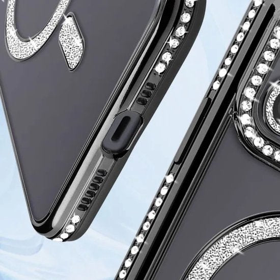 iPhone 11 Hoesjes – MagSafe Magnetische Backcover – Glitter Sparkle – Schokbestendig – Zwart-Ilumina Benelux