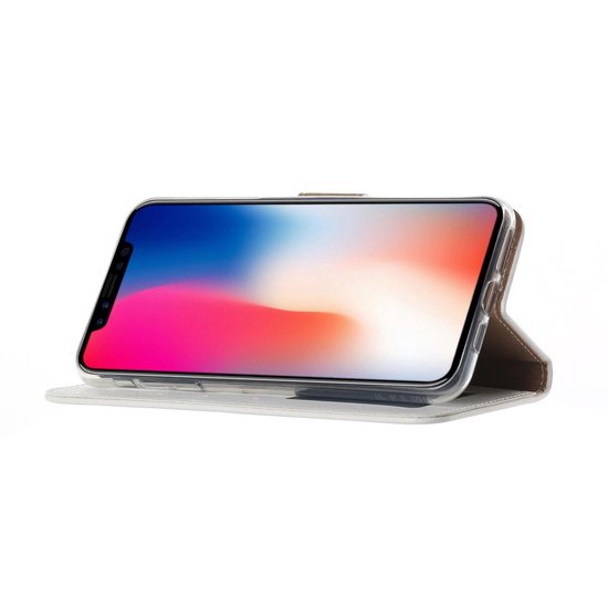 iPhone 11 Hoesjes – Portemonnee Bookcase – Pasjeshouder – Wit + 2x Screenprotector Gehard Glas – Anti Kras – Transparant-Ilumina Benelux